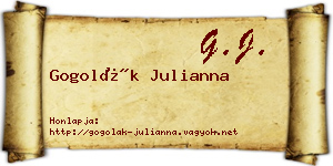 Gogolák Julianna névjegykártya